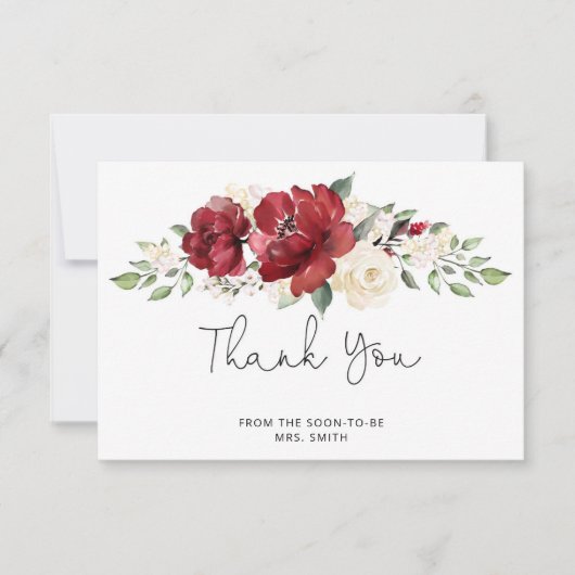 Burgundy vrijgezellenfeest bedankt je kaart (Voorkant)