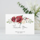 Burgundy vrijgezellenfeest bedankt je kaart (Staand voorkant)