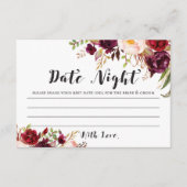 Burgundy Vrijgezellenfeest Date Night Card Informatiekaartje (Voorkant)