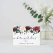 Burgundy Vrijgezellenfeest Date Night Idea Kaart (Staand voorkant)