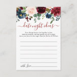 Burgundy Vrijgezellenfeest Date Night Idea Kaart<br><div class="desc">Burgundy Navy Blue Blush Floral Vrijgezellenfeest Date Night Idea Advice Kaart</div>