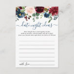 Burgundy Vrijgezellenfeest Date Night Idea Kaart<br><div class="desc">Burgundy Navy Blue Blush Floral Vrijgezellenfeest Date Night Idea Advice Kaart</div>