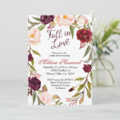 Burgundy Vrijgezellenfeest Herfst in Love-uitnodig Kaart (Staand voorkant)