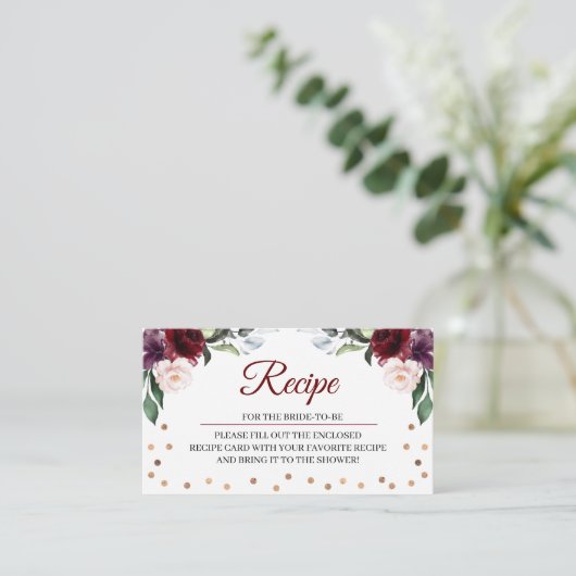 Burgundy Vrijgezellenfeest Recipe Enclosure Card Informatiekaartje (Staand voorkant)