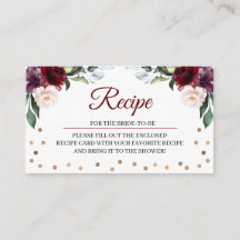 Burgundy Vrijgezellenfeest Recipe Enclosure Card