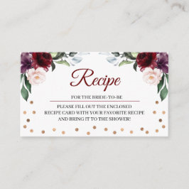 Burgundy Vrijgezellenfeest Recipe Enclosure Card Informatiekaartje