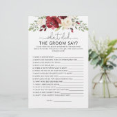 Burgundy Wat zei de bruidegom tegen het bruidsspel (Staand voorkant)