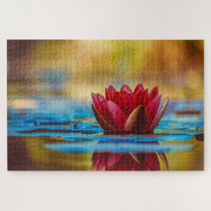 Burgundy Water Lily en Reflection Legpuzzel