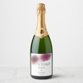 Burgundy Watercolor Bruiloft - Elegant Sparkling Wijnetiket (Voorkant)
