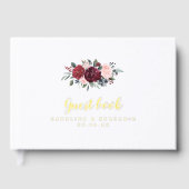 Burgundy watercolor floral rustic boho wedding gastenboek (Voorkant)