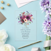 Burgundy Watercolor Flowers Simple Rustic Wedding Acryl Uitnodigingen (Insitu (Huwelijk))