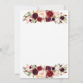 Burgundy watercolor modern flowers  invitation  kaart (Achterkant)