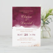 Burgundy Watercolor Wedding Invitation Kaart (Staand voorkant)