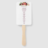 Burgundy waterkleurig floral bruiloft programma handwaaier (Achterkant)