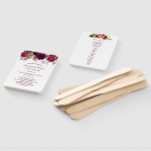 Burgundy waterkleurig floral bruiloft programma handwaaier (Niet-gemonteerd)