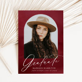 Burgundy Waterverf Arch Photo Afstuderen Aankondiging