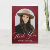 Burgundy Waterverf Arch Photo Afstuderen Bedankkaart (Voorkant)