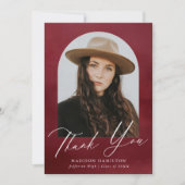 Burgundy Waterverf Arch Photo Afstuderen Bedankkaart (Voorkant)