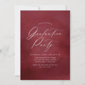 Burgundy Waterverf Arch Photo Graduparty Kaart (Achterkant)