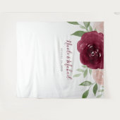 Burgundy Waterverf Bloem Bruiloft Achtergrond Wandkleed (Voorkant (horizontaal))