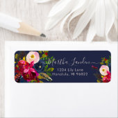 Burgundy Waterverf, Boho Flowers Etiket