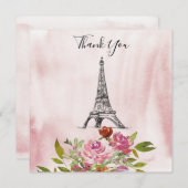 Burgundy Waterverf Eiffel Tower Weddenschap Hartel Kaart (Voorkant / Achterkant)