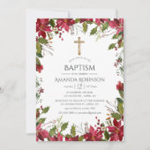 Burgundy Waterverf Floral Baptism of Christening Kaart (Voorkant)