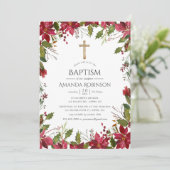 Burgundy Waterverf Floral Baptism of Christening Kaart (Staand voorkant)