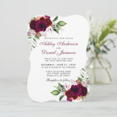 Burgundy Waterverf Floral Boho Wedding B Kaart (Staand voorkant)