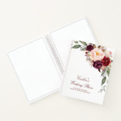 Burgundy Waterverf Floral Elegant Wedding Notitieboek (Binnen)