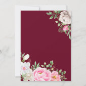 Burgundy Waterverf Floral Elegant Wedding Save The Date (Achterkant)