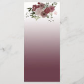 Burgundy waterverf floral gold kalligrafie menu (Achterkant)