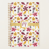 Burgundy Waterverf Floral Monogram Planner (Voorkant)