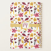 Burgundy Waterverf Floral Monogram Planner (Achterkant)
