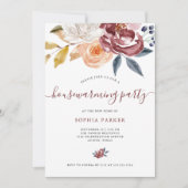 Burgundy Waterverf Floral | Partij voor de opwarmi Kaart (Voorkant)