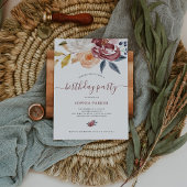 Burgundy Waterverf Floral | Partij voor de verjaar Kaart