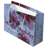 Burgundy Waterverf Floral Pattern Large Cadeautasje (Voorkant Gekanteld)