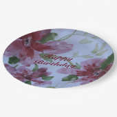 Burgundy Waterverf Floral Pattern Papieren Bordje (Gekanteld)