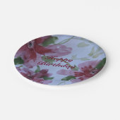 Burgundy Waterverf Floral Pattern Papieren Bordje (Gekanteld)