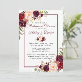 Burgundy Waterverf Floral Rehearsal Dinner Kaart (Staand voorkant)