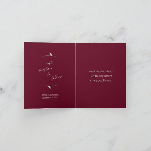 Burgundy Waterverf Floral Rustic Chic Wedding (Binnen)