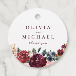 Burgundy waterverf floral rustige boho bruiloft bedankjes labels