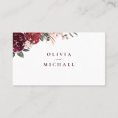 Burgundy waterverf floral rustige boho bruiloft plaatskaartje (Achterkant)