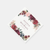 Burgundy waterverf floral rustige boho bruiloft servet (Hoek)