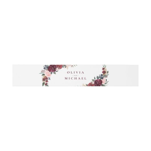 Burgundy waterverf floral rustige boho bruiloft uitnodigingen wikkel (Vlak)