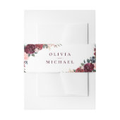 Burgundy waterverf floral rustige boho bruiloft uitnodigingen wikkel (Voorkant Voorbeeld)