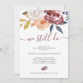 Burgundy Waterverf Floral | Verlenging van de wedd Kaart (Voorkant)