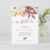 Burgundy Waterverf Floral | Verlenging van de wedd Kaart (Staand voorkant)