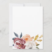 Burgundy Waterverf Floral | Verlenging van de wedd Kaart (Achterkant)