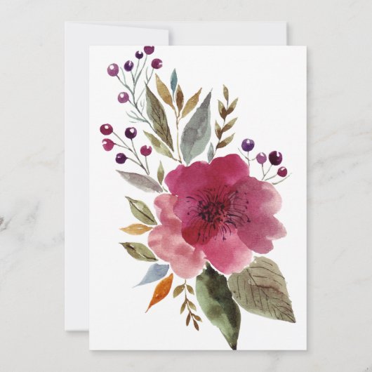 Burgundy Waterverf Floral Vrijgezellenfeest Kaart (Achterkant)